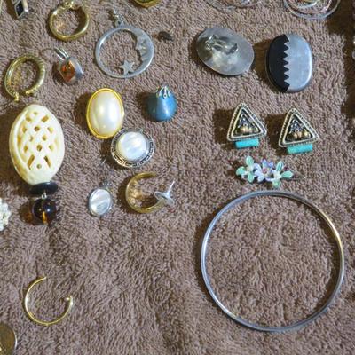 Misc Estate Jewelry Lot - Russian Olympic Pins, Single Earrings & Broken Jewelry For Parts - Cufflinks ++++