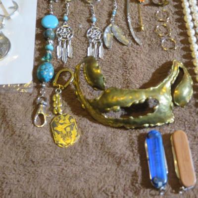 Misc Estate Jewelry Lot - Russian Olympic Pins, Single Earrings & Broken Jewelry For Parts - Cufflinks ++++