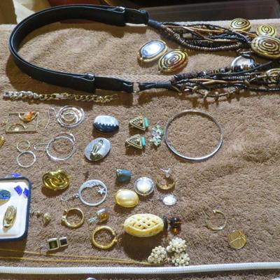 Misc Estate Jewelry Lot - Russian Olympic Pins, Single Earrings & Broken Jewelry For Parts - Cufflinks ++++