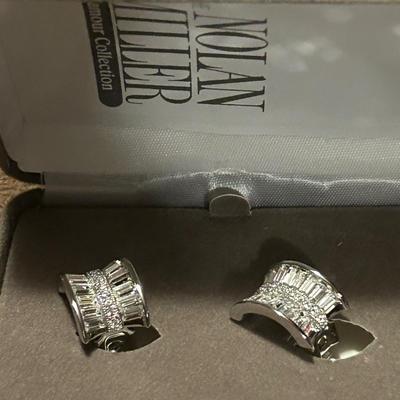 Nolan, Miller, flower, brooch, and rhinestone earrings, estate lot