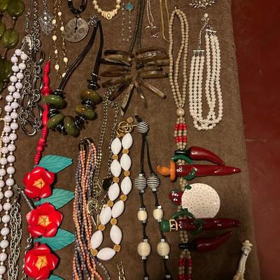 Estate, jewelry lot, large lot of necklaces.