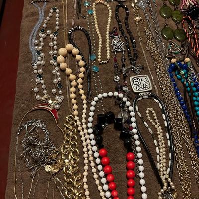 Estate, jewelry lot, large lot of necklaces.
