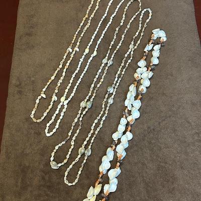 Estate jewelry lot of 5 shell necklaces