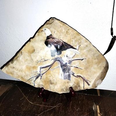 EAGLE ETCHED & PAINTED INTO ROCK BY HILL COUNTY ROCKS AND CLAW