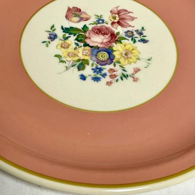 Syracuse Peach-Salmon Wide Band Floral Center Dinner Plate