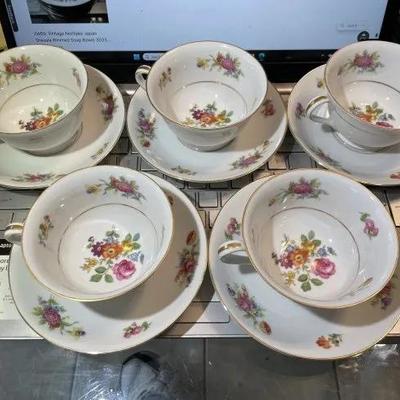 5-Vintage Noritake Japan Dresala Cups & Saucers Sets 3033, in VG Preowned Condition.