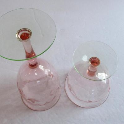 Vintage Watermelon Etched Goblet and Sherbert
