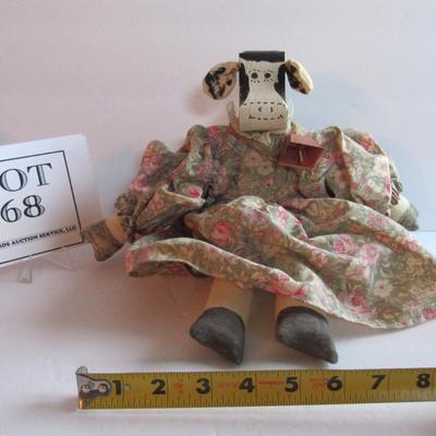 Funny Miss Cow Shelf Sitter, Wood and Fabric, Hand Made