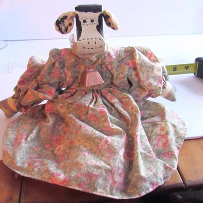 Funny Miss Cow Shelf Sitter, Wood and Fabric, Hand Made