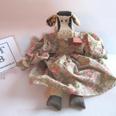 Funny Miss Cow Shelf Sitter, Wood and Fabric, Hand Made