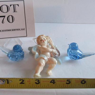 Plastic Angel and Tiny Plastic Blue Birds