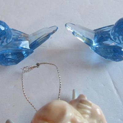 Plastic Angel and Tiny Plastic Blue Birds