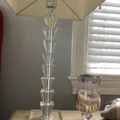 2 Lucite Lamps, square shades, 29