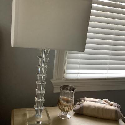 2 Lucite Lamps, square shades, 29"H 14" x 14"