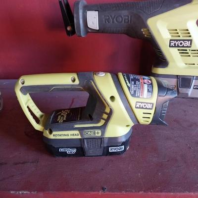 RYOBI CORDLESS DRILL-FLASHLIGHT-RECIPROCATING SAW