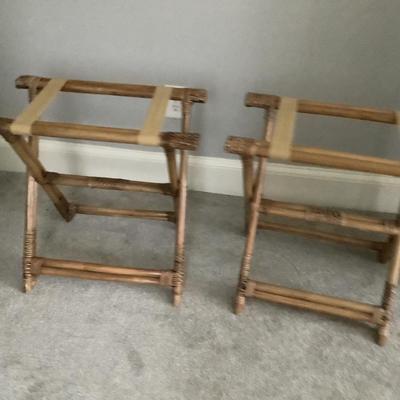 2 Bamboo luggage racks 22"H 23" x 13"