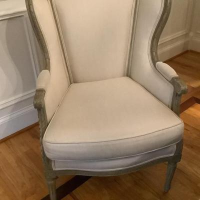 Cream & brown pattern print large single chair 41"H 28"L 22"depth