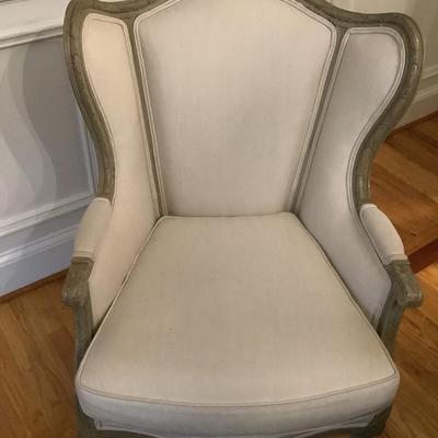 Cream & brown pattern print large single chair 41"H 28"L 22"depth