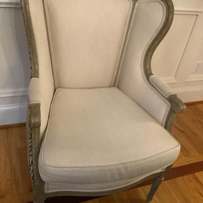 Cream & brown pattern print large single chair 41"H 28"L 22"depth