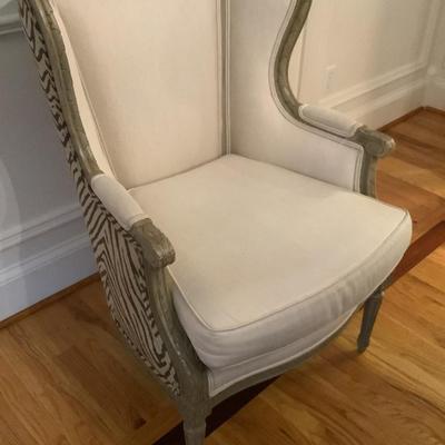 Cream & brown pattern print large single chair 41"H 28"L 22"depth