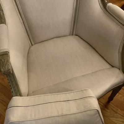 Cream & brown pattern print large single chair 41"H 28"L 22"depth