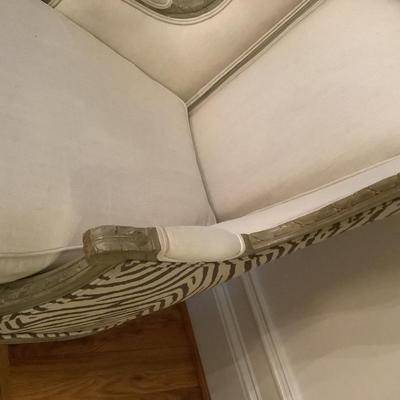 Cream & brown pattern print large single chair 41"H 28"L 22"depth