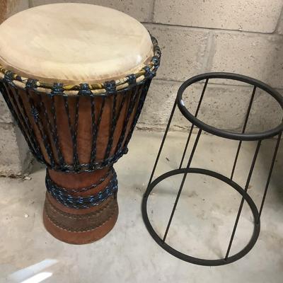 Handmade Bongo with Stand and Bongo Sticks 29" H 15"diameter