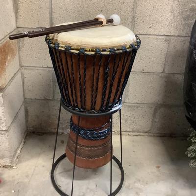 Handmade Bongo with Stand and Bongo Sticks 29" H 15"diameter