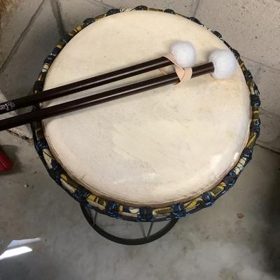 Handmade Bongo with Stand and Bongo Sticks 29" H 15"diameter