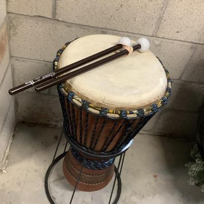 Handmade Bongo with Stand and Bongo Sticks 29" H 15"diameter