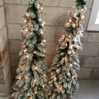 2 Lit Trees with Metal Stands 50"H 16"diameter