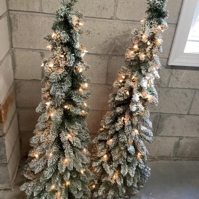 2 Lit Trees with Metal Stands 50"H 16"diameter