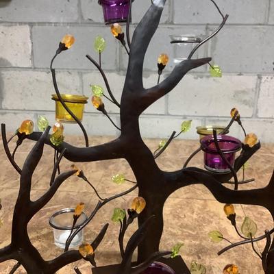 Fall/Halloween Decor 5 metal trees with glass holders for candles/battery operated candles included