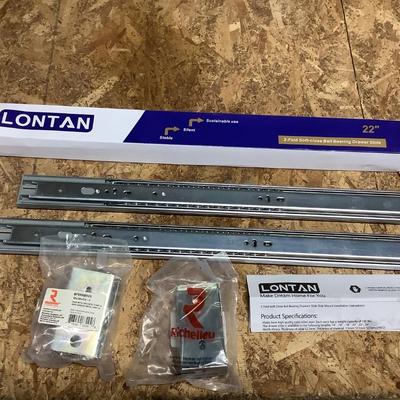 Lontan 3-fold soft-close ball bearing drawer slide 22", rear metal brackets