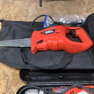 Black & Decker saw with bag, Fire Storm drill with case -both corded