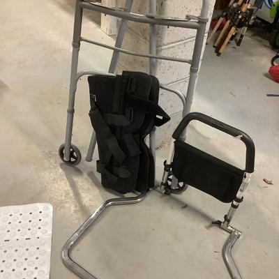 Bed assist bar/guard rail, walker, knee brace, shower mat
