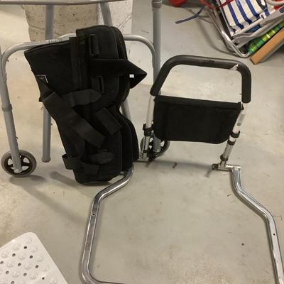 Bed assist bar/guard rail, walker, knee brace, shower mat