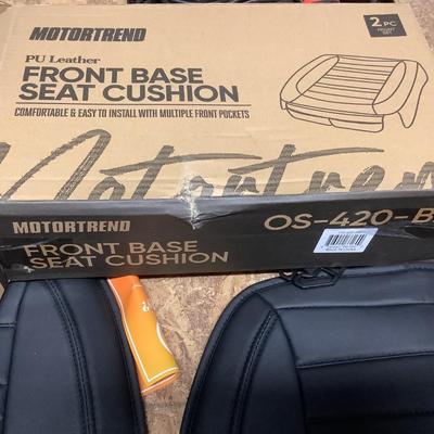 Motortrend PU leather front base seat cushion with front pockets 2 piece NIB