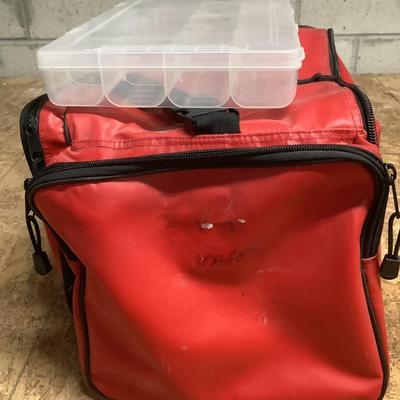West Marine fishing box with 4 tackle containers