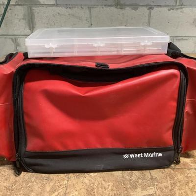 West Marine fishing box with 4 tackle containers