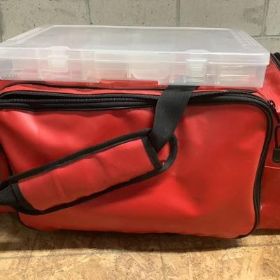 West Marine fishing box with 4 tackle containers