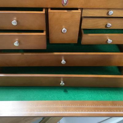 Trinity wooden tool/HOBBY chest 14"H 20" x 11" 8 drawers, top opens with storage and bottom pulls out