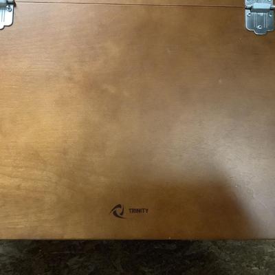 Trinity wooden tool/HOBBY chest 14"H 20" x 11" 8 drawers, top opens with storage and bottom pulls out