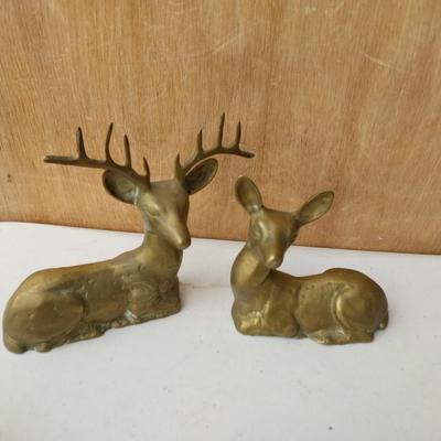 BRASS DEER AND SMALL VINTAGE ELF