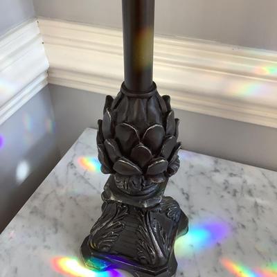 2 lamps metal with artichoke design 33"H 5" diameter