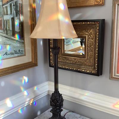 2 lamps metal with artichoke design 33"H 5" diameter