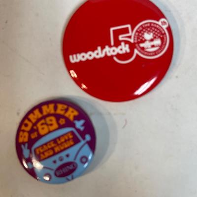 Woodstock 50th & Summer of 69 Peace, Love & Music buttons!