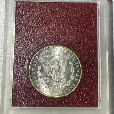 1880-S Morgan Silver Dollar Redfield Collection Paramount Holder Mint State 65 as Pictured.