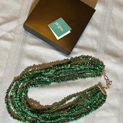 Jay King DTR 925 sterling Seven 7 Strand Green Malachite Statement Necklace