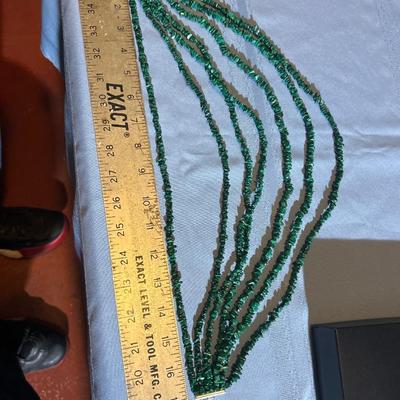 Jay King DTR 925 sterling Seven 7 Strand Green Malachite Statement Necklace